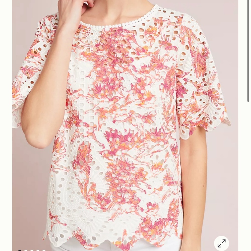 Anthropologie Porridge Arber Eyelet Top Sz S